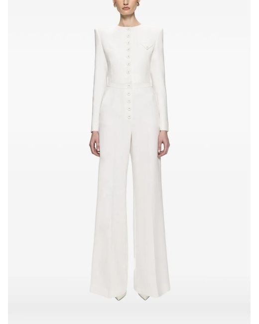 Nissa White Buttoned Cropped Jacket