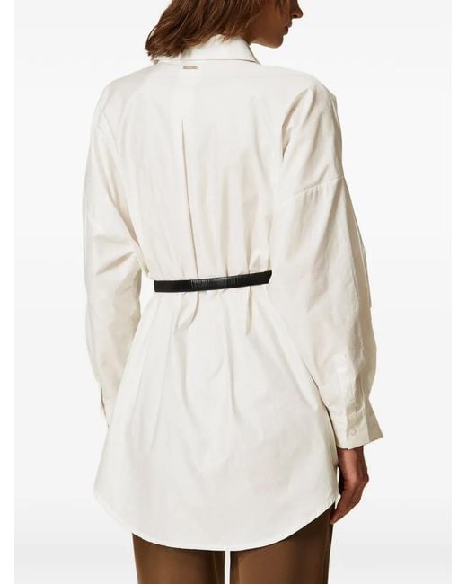 Twinset White Poplin Shirt With Belt