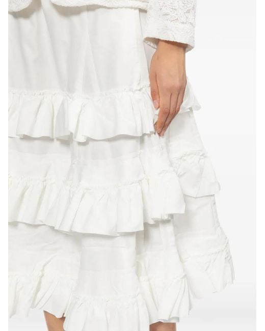 Comme des Garçons White Ruffled Tiered Skirt