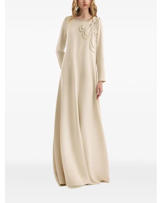 Gemy Maalouf Natural Long-Sleeve A-Line Maxi Dress