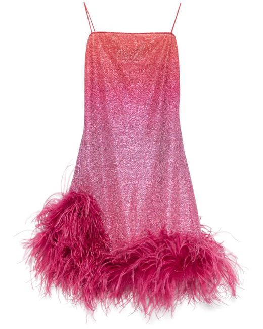 Oseree Pink Lumiere Shade Plumage Mini Dress