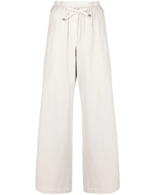 Brunello Cucinelli White Gerade Hose Mit Kordelzug
