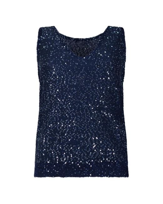 Weekend by Maxmara Blue Sequin-Embellished Sleeveless Sweater