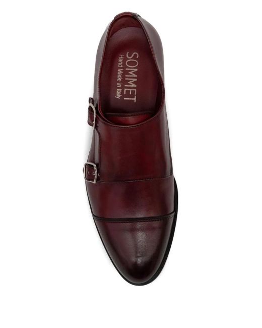 SOMMET Purple Double-Buckle Calf Leather Oxford Shoes
