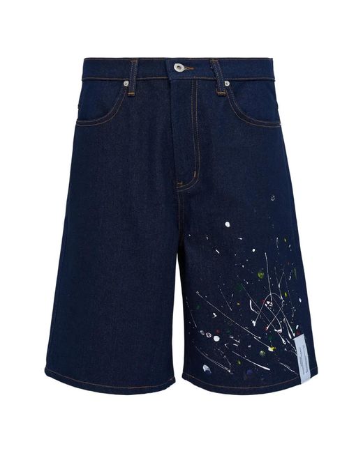 JUNTAE KIM Blue Painted Denim Shorts for men