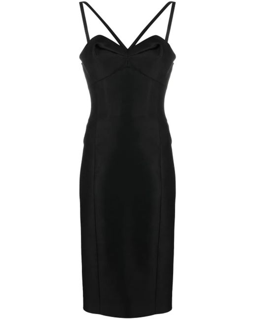 Robe Mi-Longue En Satin À Dos Nu Versace en coloris Black