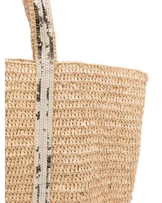 Vanessa Bruno Natural M Raffia Sequin Tote Bag