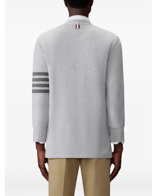 Thom Browne Gray Textured Pique 4-Bar Cardigan for men