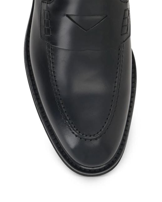 Doucal's Black Leather Loafers for men