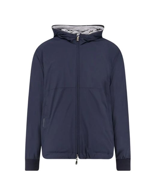Corneliani Blue Zip-Up Reversible Cotton Jacket for men