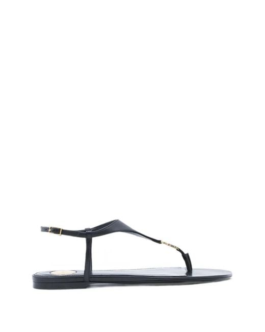 Saint Laurent Black Cassandra T-Bar Sandals