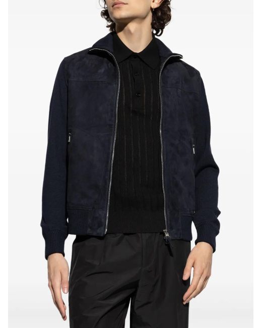 Tom Ford Blue Zip-Front Padded Bomber Jacket for men