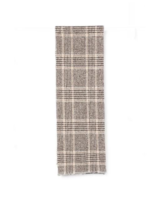 Destin White Check-Pattern Frayed Scarf