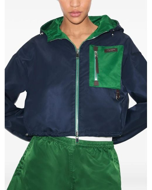 Tory Burch Green Reversible Cropped Nylon Jacket