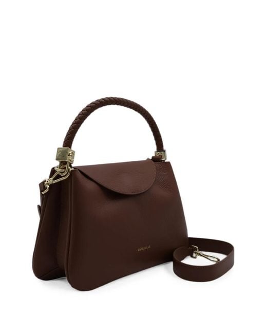 Coccinelle Brown Braided-Handle Leather Shoulder Bag