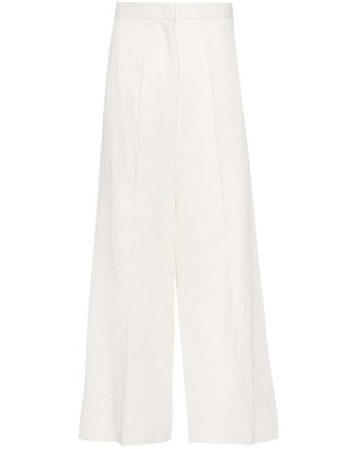 Fabiana Filippi White High-waist Linen Blend Trousers