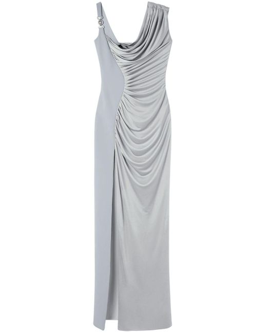 Versace Gray Medusa '95 Draped Gown