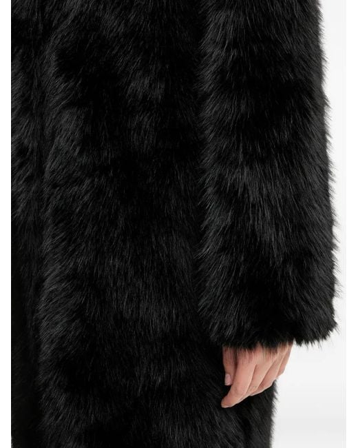 Abrigo de piel artificial con botones Silvian Heach de color Black