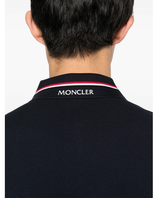 Polo en coton à logo embossé Moncler pour homme en coloris Black
