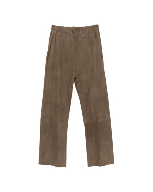 Simonetta Ravizza Natural Suede Drawstring Trousers