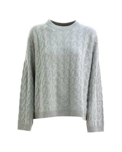 Lisa Yang Gray Cable-Knit Sweater