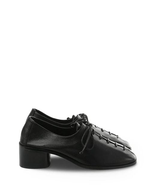Hereu Black Lace-Up Block-Heel Pumps