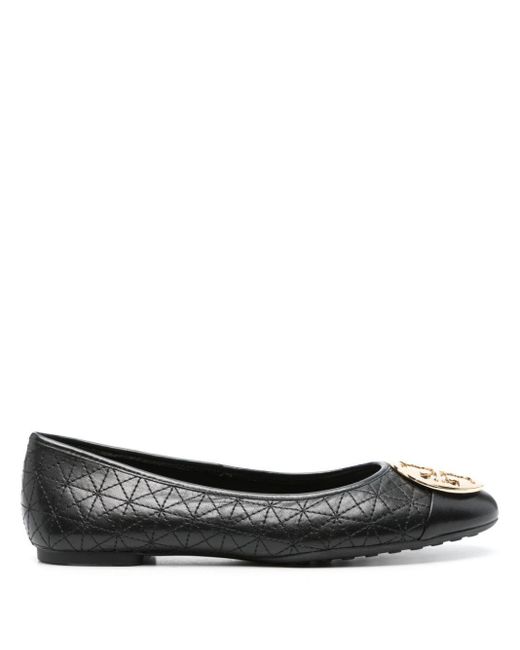 Tory Burch Black Claire Quilted Ballerina Shoes