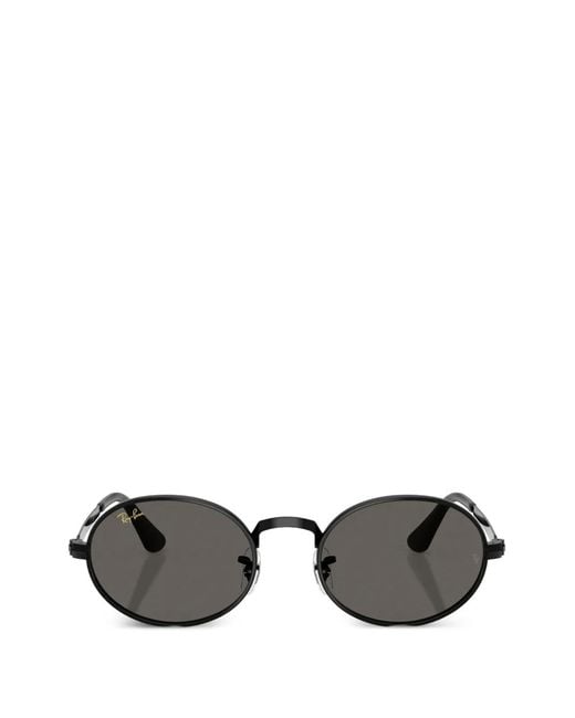 Ray-Ban Gray Oval-Frame Sunglasses