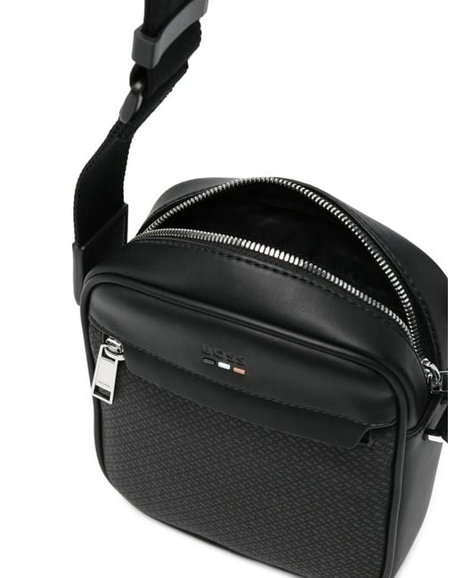 Boss Black Logo-Detail Messenger Bag for men