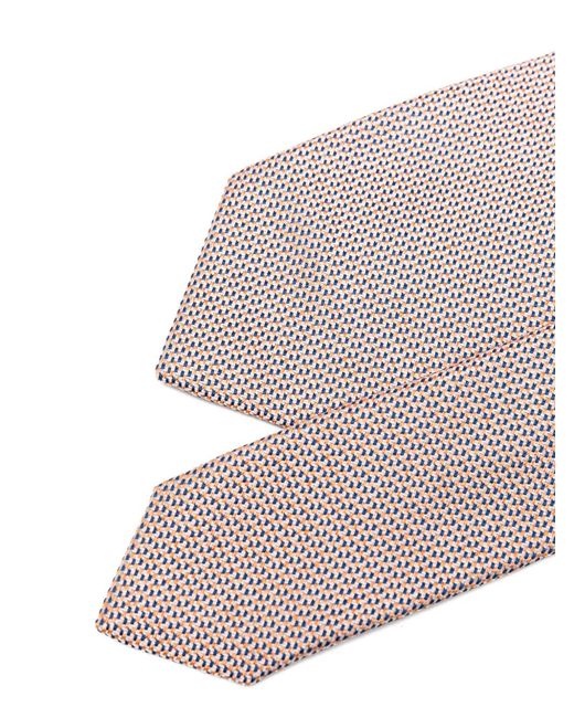 Kiton Pink Geometric-Pattern Silk Tie for men