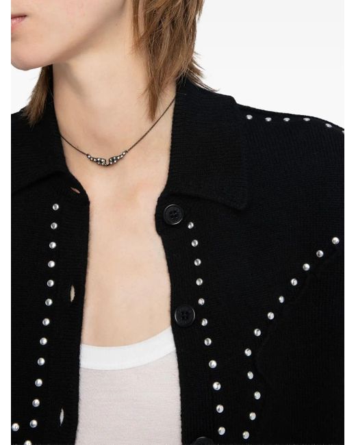 Zadig & Voltaire Black Stud-Embellished Crew-Neck Cardigan