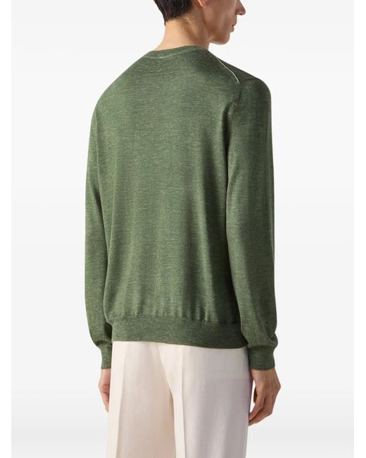 Zegna Green Mélangé Crewneck Sweater for men