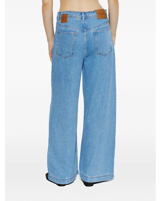 Munthe Blue Obey Drawstring Wide-Leg Jeans