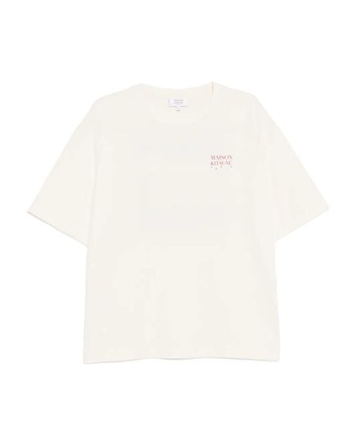 Maison Kitsuné White Logo-Print T-Shirt for men
