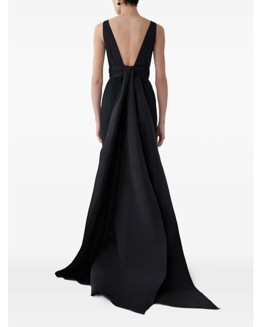 Carolina Herrera Black Column Gown With Back Bow