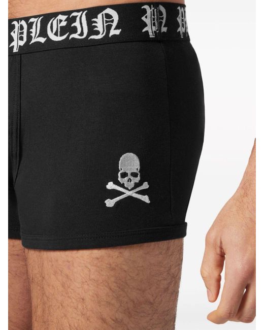 Philipp Plein Black Skull&bones Logo-waistband Briefs for men