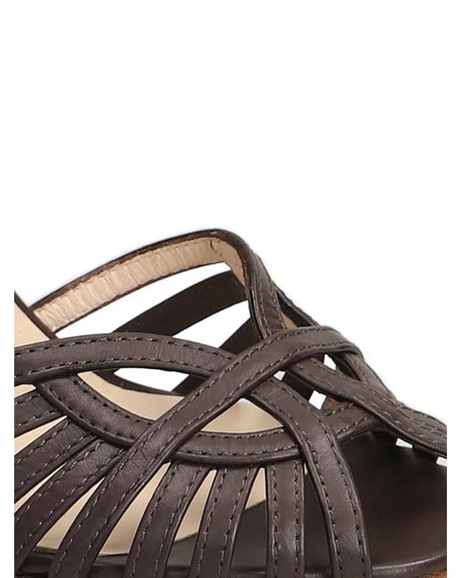 Anna F. White Caged Buckle-Fastening Sandals