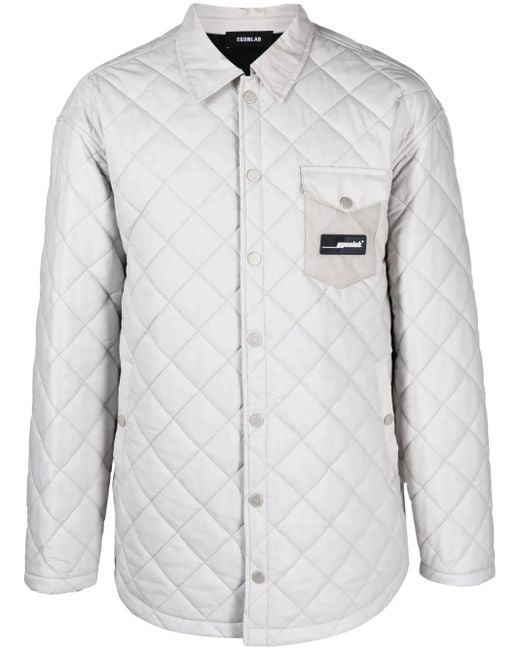 Egonlab Gray Logo-Patch Quilted Jacket for men