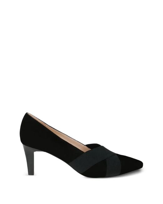 Peter Kaiser Black Elastic Strap Suede Pumps