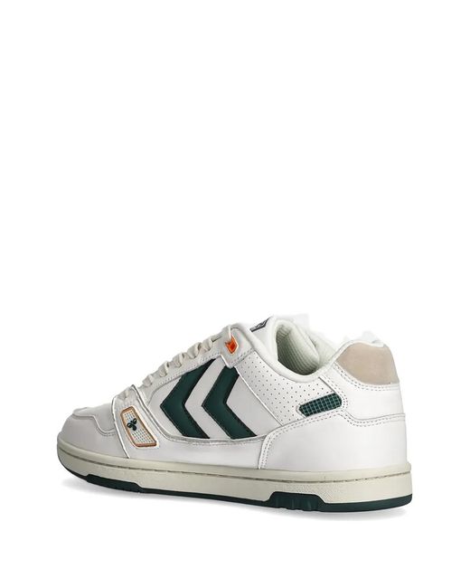 Hummel White Chevron Perforated Sneakers for men