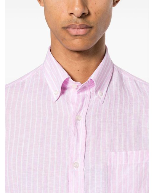 Paul & Shark Pink Striped Linen Shirt for men