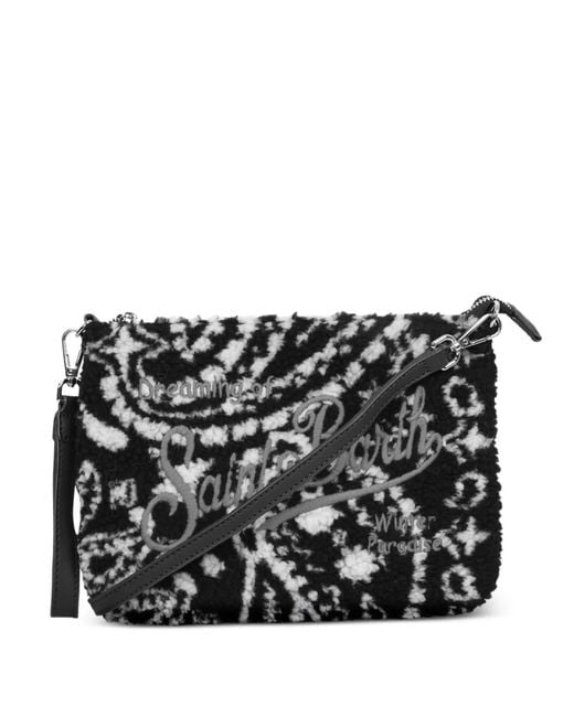Mc2 Saint Barth Black Parisienne Paisley-Print Logo-Embroidered Clutch Bag