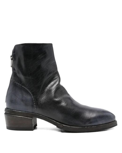 shotof Black Zip-Detail Leather Boots
