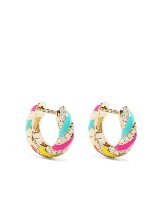Yvonne Léon White 9Kt Diamond Huggie Hoops