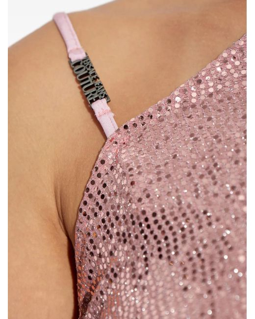 Abito Con Paillettes di Versace Jeans Couture in Pink