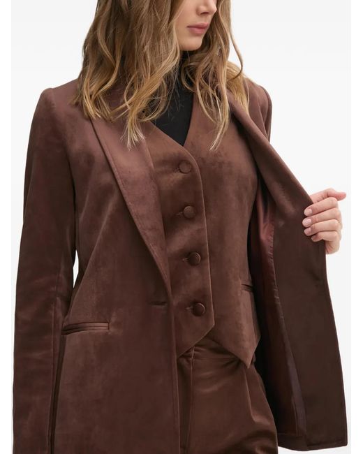 La Petite Francaise Brown Vacarme Single-Breasted Velvet Blazer
