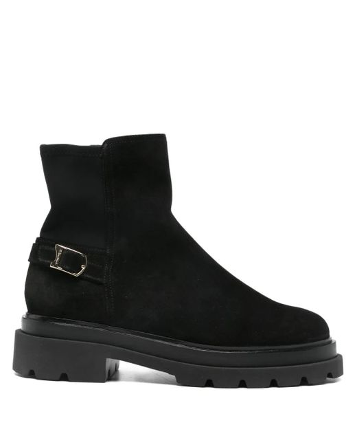 Santoni Black Buckle-Fastening Boots