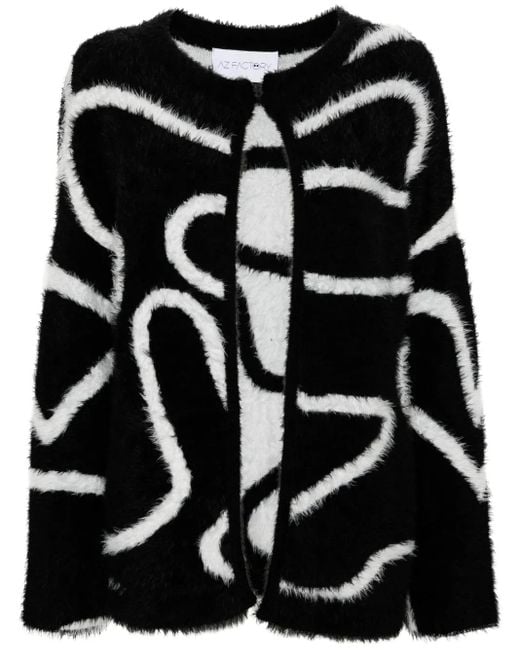 AZ FACTORY Black Brushed Intarsia Cardigan