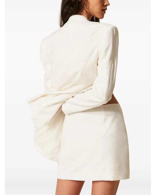Twinset White Embroidered Mini Skirt
