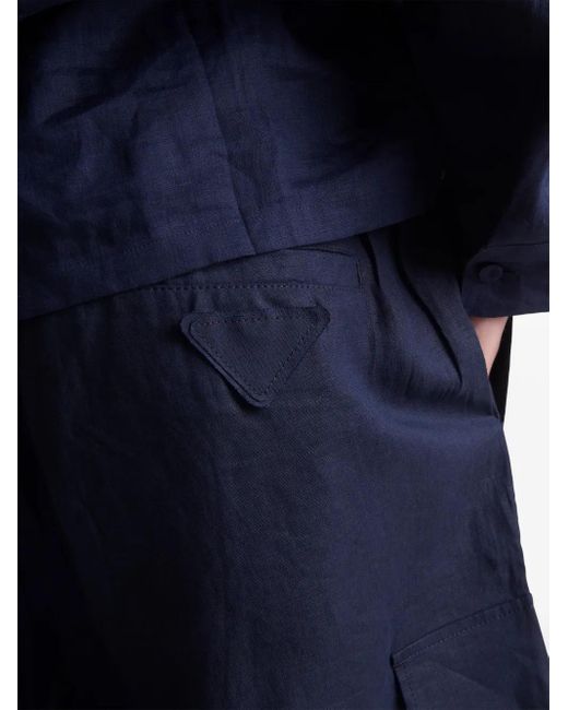 Prada Linnen Bermuda Shorts in het Blue voor heren